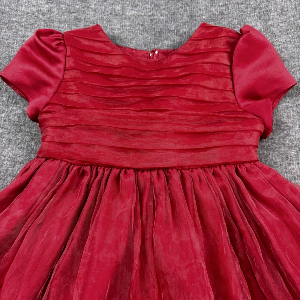 Princess Faith Toddler Girls 3T Crimson Red Organza Party Dress‎ Holiday Formal - Picture 4 of 8